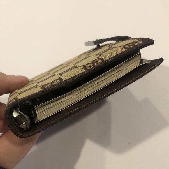 M GUCCI MONOGRAM Leather Canvas Agenda Binder Passport Holder Credit Card Wallet - Picture 10 of 17